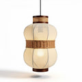 Luminária suspensa em fibra natural com dimensões de 25 x 25 x 40cm