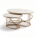 Mesa de centro em mármore e metal com design moderno 60 x 60 x 40cm